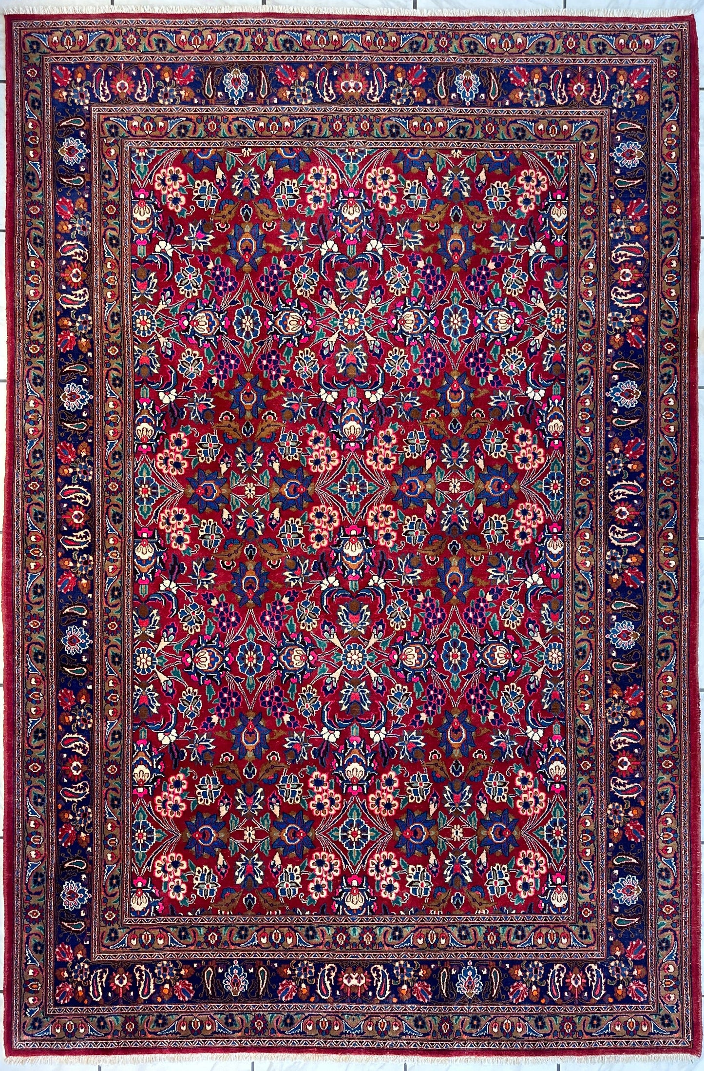 Persian Mashhad I Fine Allover Rug Wool 7 x 10 - Nuvé