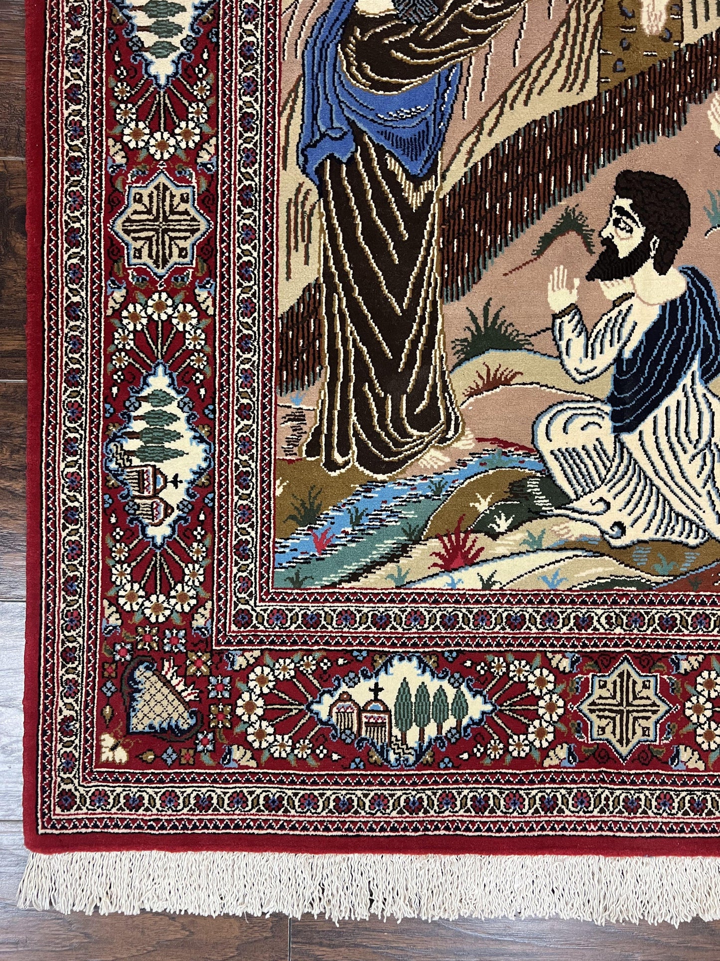 Persian Kashan Pictorial Rug 3x5 - Jesus on Cross - Nuvé