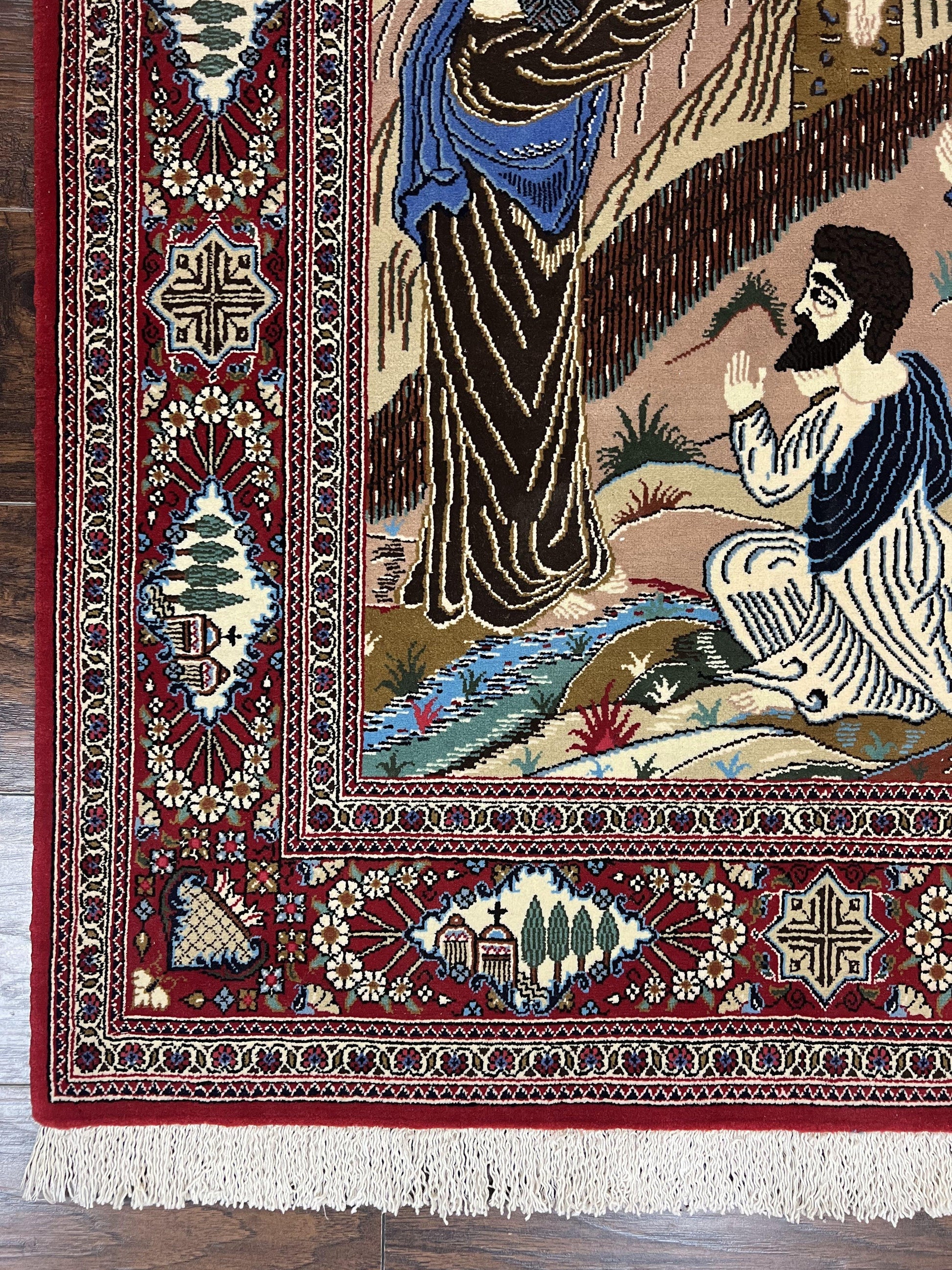 Persian Kashan Pictorial Rug 3x5 - Jesus on Cross - Nuvé