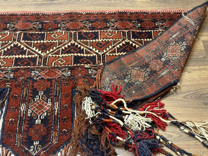 Antique Afghan Beshir Tent Header Textile Rug, Tribal Collectible, Wool