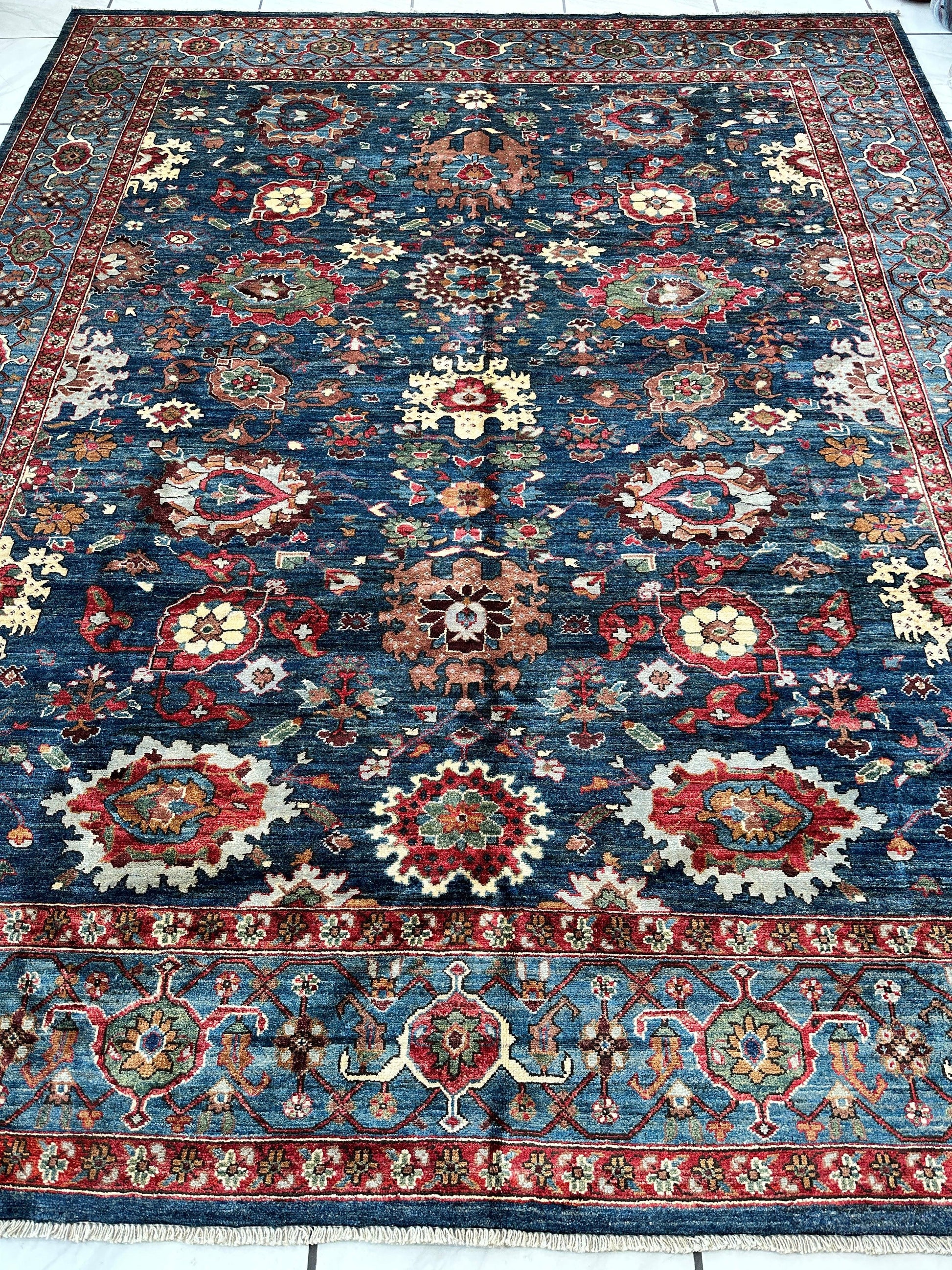 Trasitional Serapi Ghazni Wool Rug – 8' x 10’ – Intricate Floral Design - Nuvé
