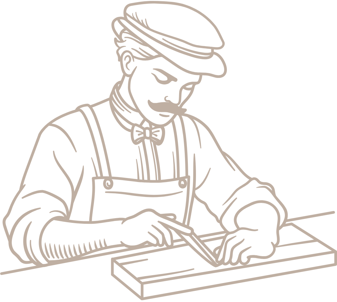 Illustration of a man sharpening a blade on a stone