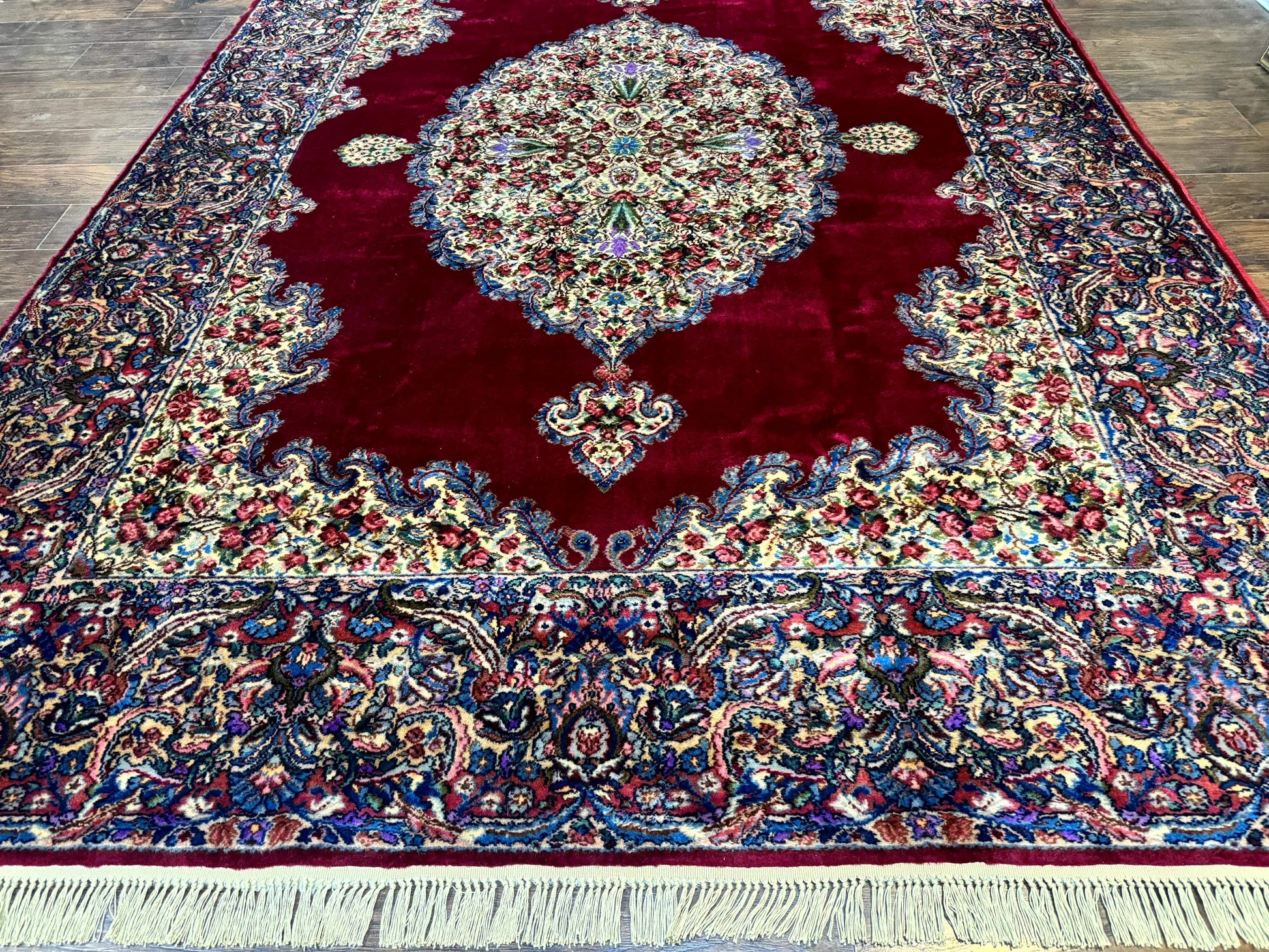 Karastan Rug 8.8 x 12 - Red Floral Kirman - Wool Pile Carpet - Nuvé