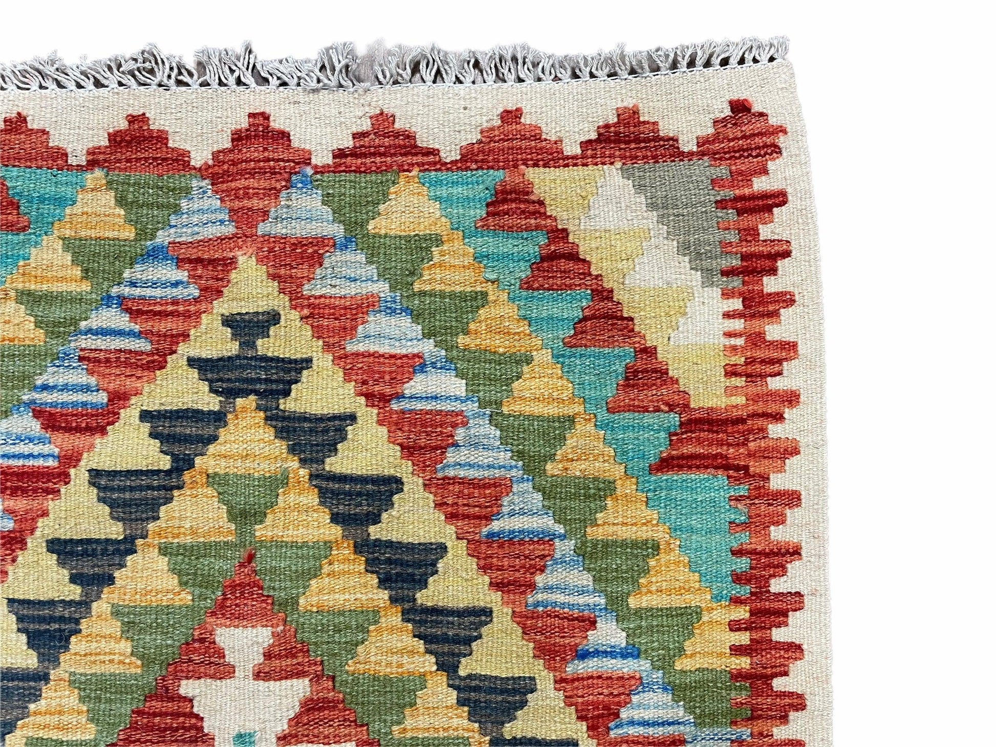 Small Kilim Rug 2x3 Colorful Turkish Kilim Accent Rug New Flatweave Wool Kilim Chobi Kilim Diamond Zigzag Playroom Rug - Nuvé
