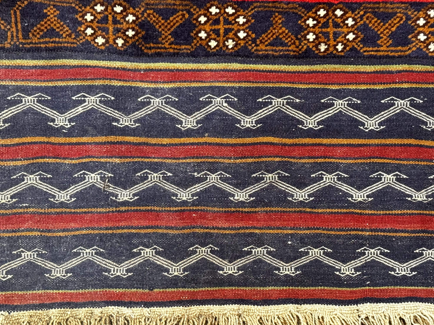 Afghan Rug 3x5, Tribal, Navy Blue, Wool, Handmade, Geometric, Rustic - Nuvé