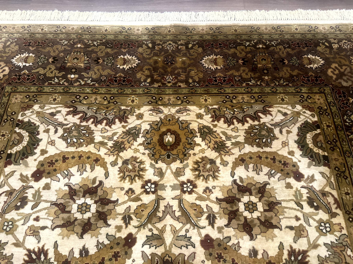 Indo Persian Mahal Rug 8x10, Floral Traditional Wool Oriental Carpet - Nuvé