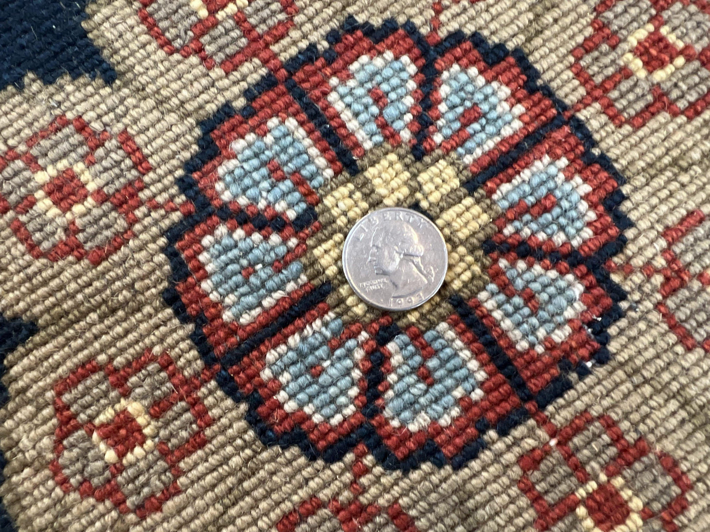 Indo Persian Rug 9x12, Hand Knotted Traditional Indian Wool Oriental Carpet 9 x 12 ft, Maroon and Navy Blue, Floral Allover 9x12 Vintage Rug - Nuvé