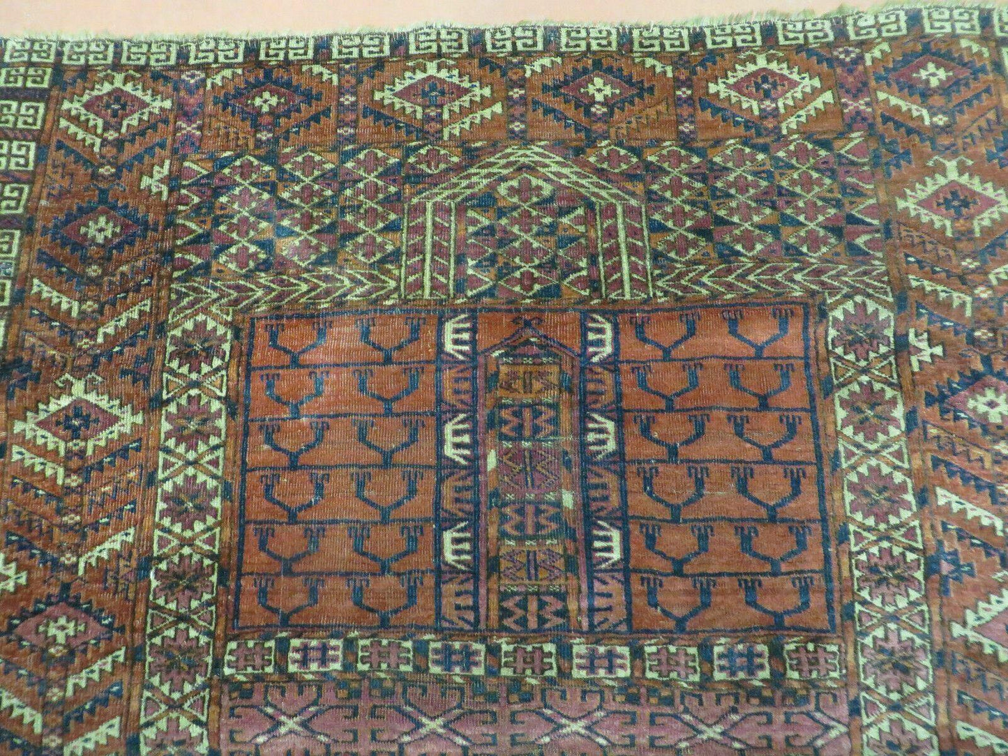 Antique Turkoman Ensi Wool Rug 4x5 - Nuvé