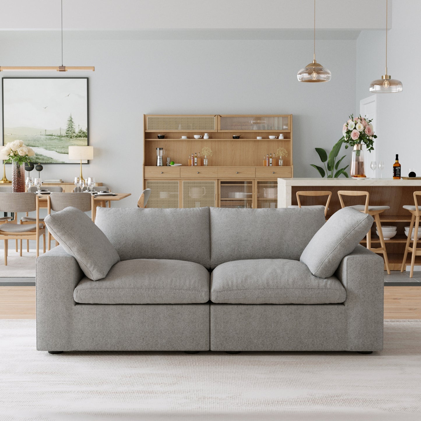 Nuvé® Solace Modular Bouclé Cloud Sofa - Space Grey - 2-Seater Sofa - Nuvé