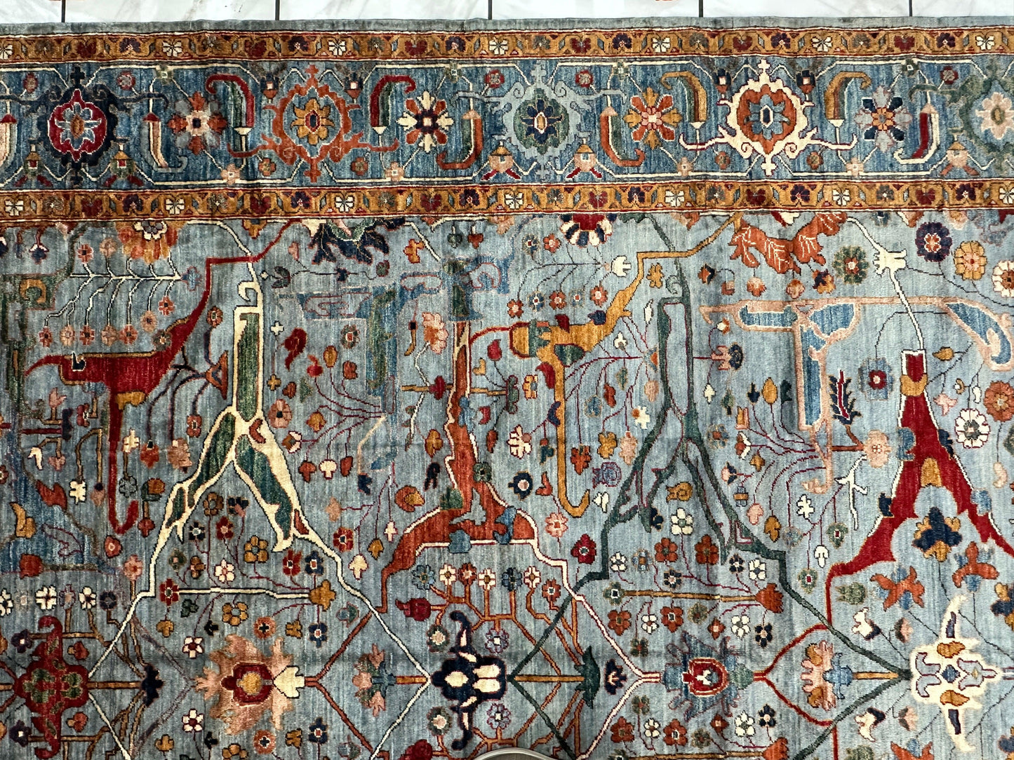 Hand-Knotted Trasitional Serapi Ghazni Wool Rug – 9’1” x 12’ – Intricate Floral Design - Nuvé