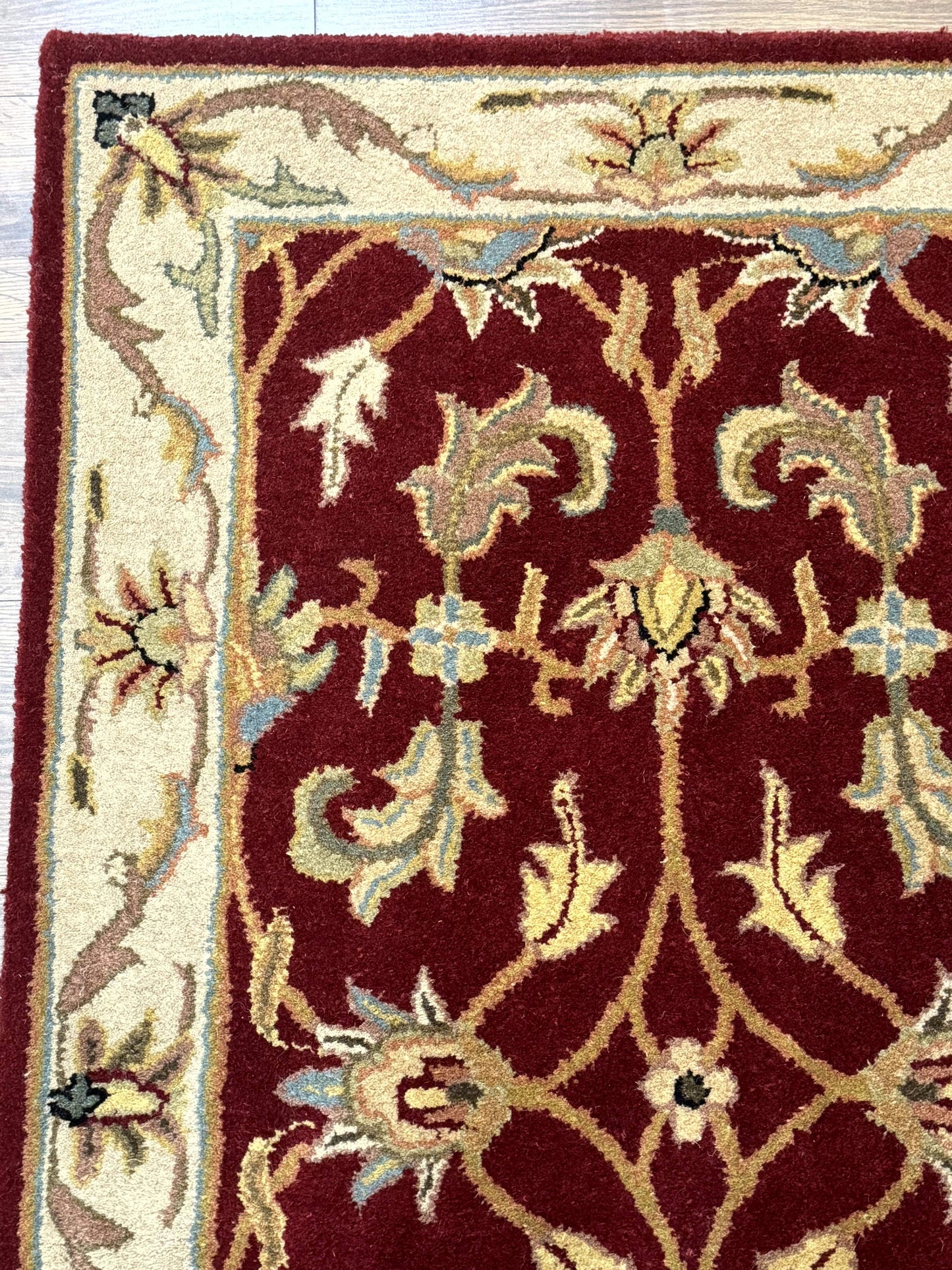 Small Floral Wool Rug 3x5, Safavieh Heritage Collection, Dark Red, Pair A - Nuvé