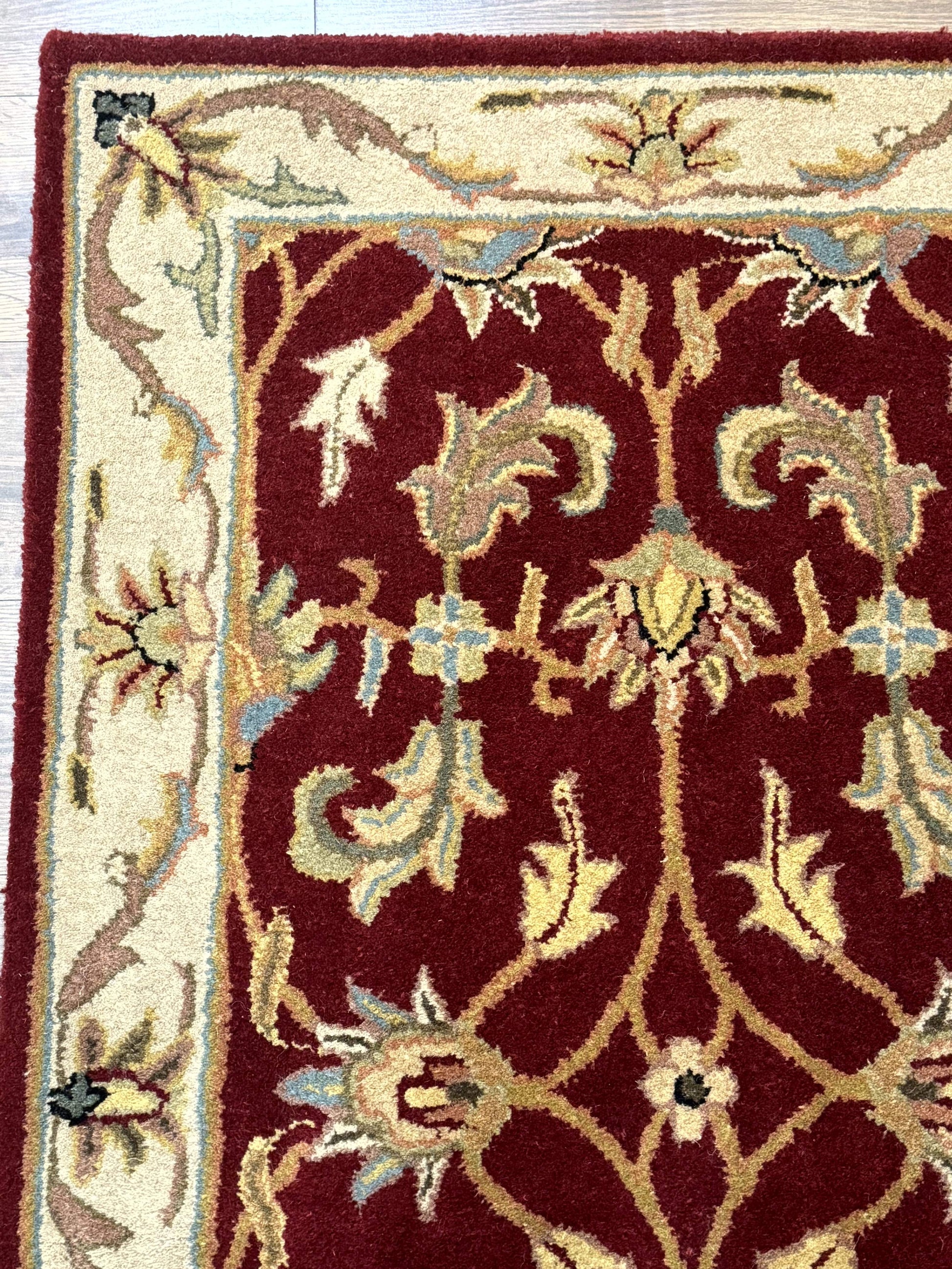 Small Floral Wool Rug 3x5, Safavieh Heritage Collection, Dark Red, Pair A - Nuvé