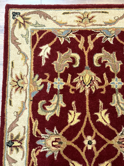 Small Floral Wool Rug 3x5, Safavieh Heritage Collection, Dark Red, Pair A - Nuvé