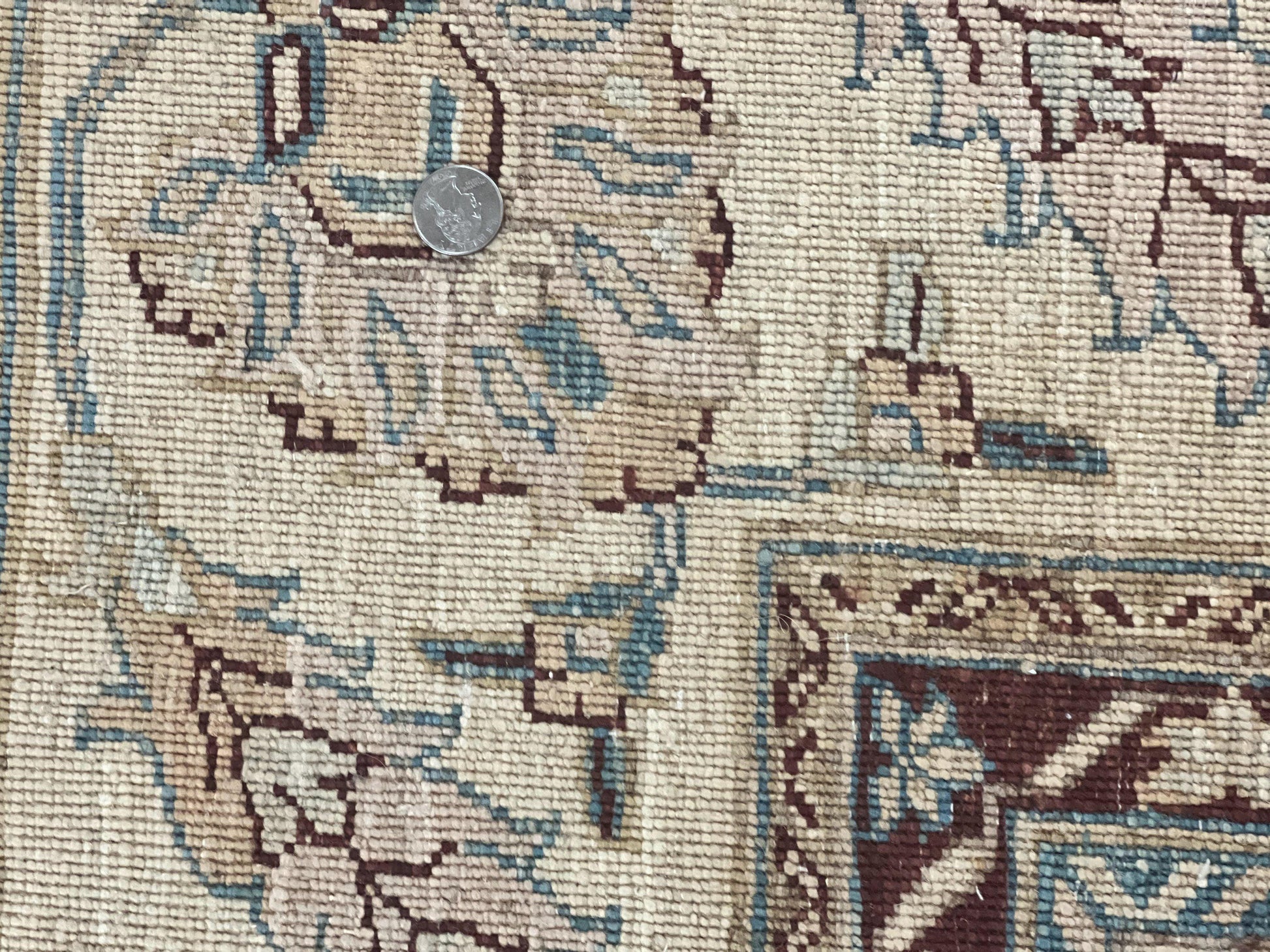 Peshawar Rug 9x11, Pakistani Oriental Carpet, Maroon and Beige, Floral Allover, Wool Hand Knotted Handmade Vintage Rug - Nuvé