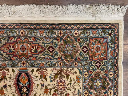 Rare Turkish Hereke Silk Rug 3x5, Tree of Life Persian Vase Design, Very Fine 440 KPSI, Signed - Nuvé