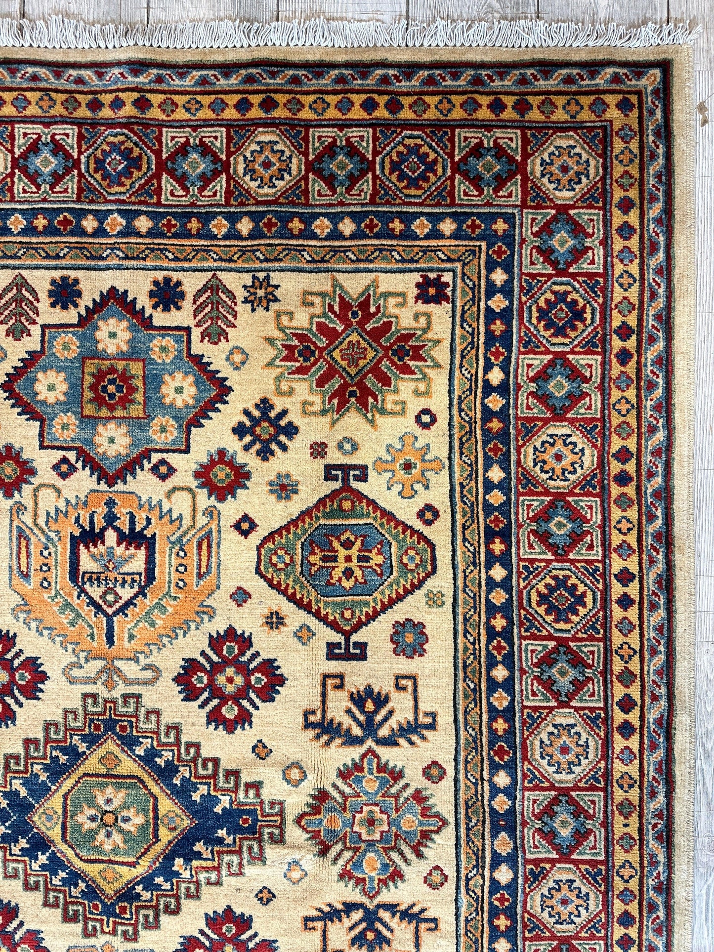 Fine Hand Knotted Afghani Super Kazak Rug 5 x 7 - Nuvé