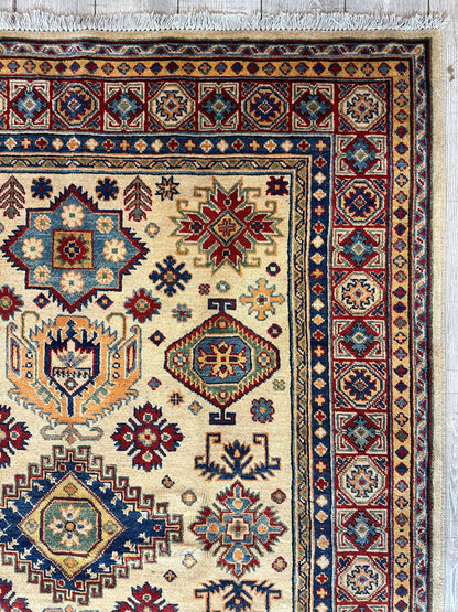 Fine Hand Knotted Afghani Super Kazak Rug 5 x 7 - Nuvé