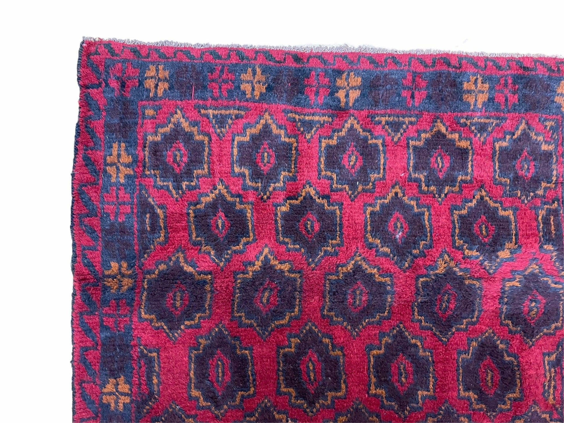 2' 10" X 4'7" Vintage Handmade Tribal Wool Rug Balouchi Rug Afghan Rug Red Blue - Nuvé