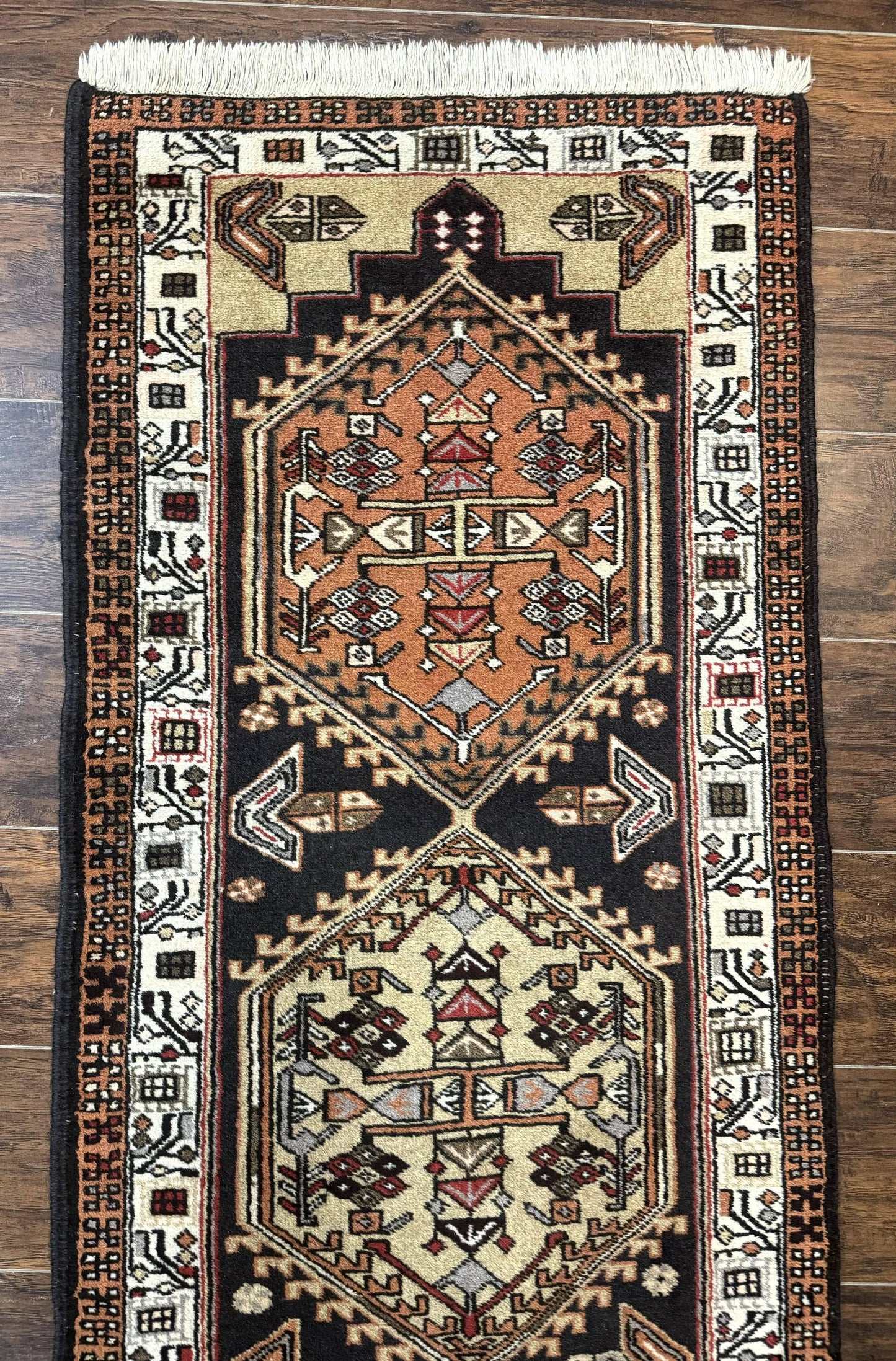 Persian Tribal Runner Rug 2.4 x 9.4, Geometric Medallions, Sarab Runner - Nuvé