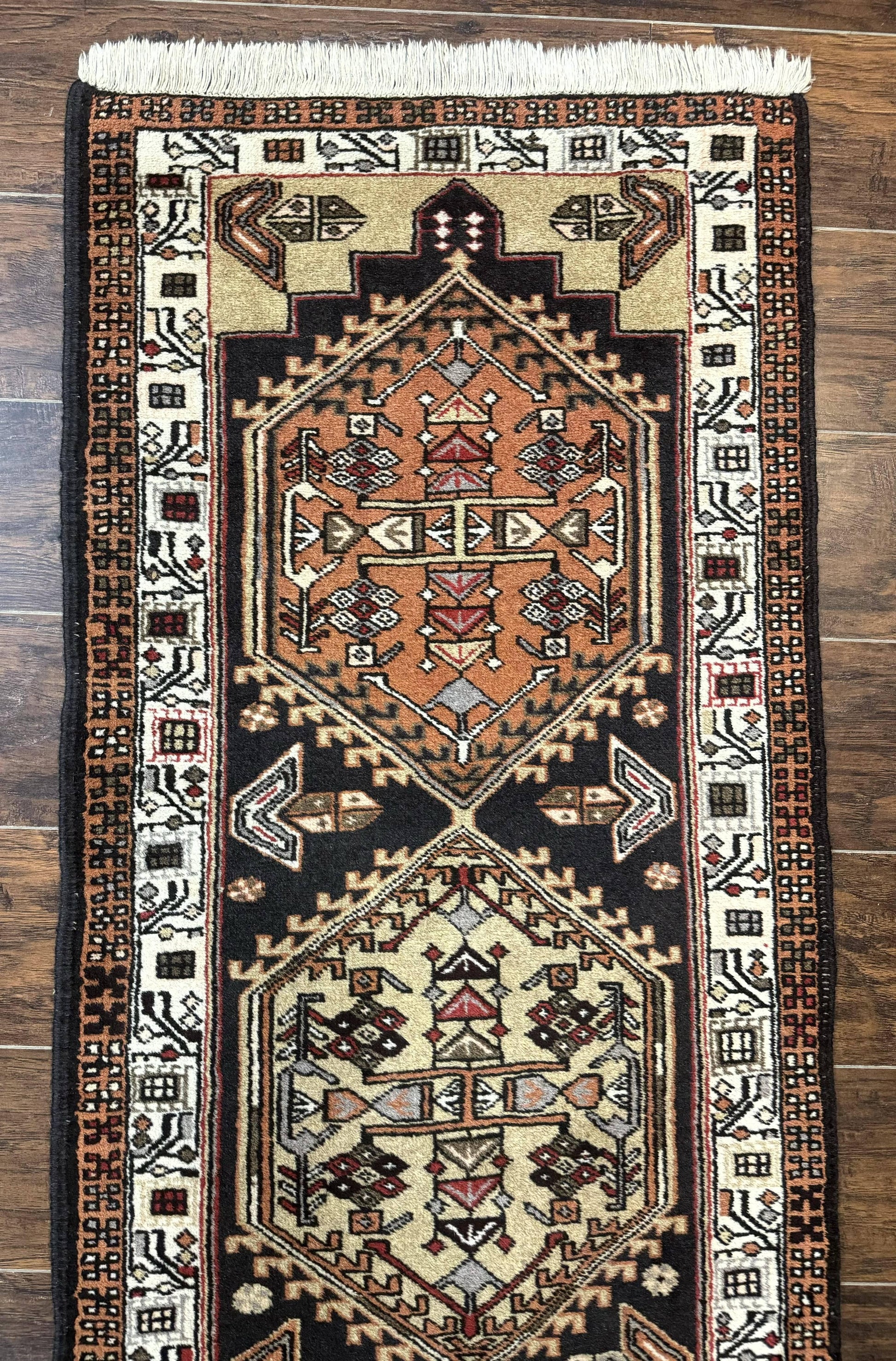 Persian Tribal Runner Rug 2.4 x 9.4, Geometric Medallions, Sarab Runner - Nuvé