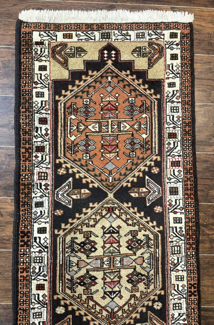 Persian Tribal Runner Rug 2.4 x 9.4, Geometric Medallions, Sarab Runner - Nuvé
