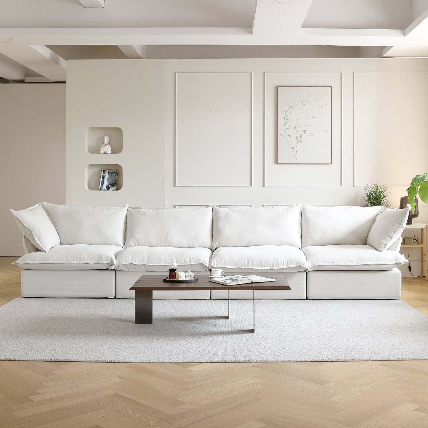 Sabi Modular Boucle Cloud Sofa - Snow White - 4-Seater Sofa - Nuvé