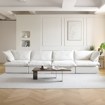 Sabi Modular Boucle Cloud Sofa - Snow White - 4-Seater Sofa - Nuvé