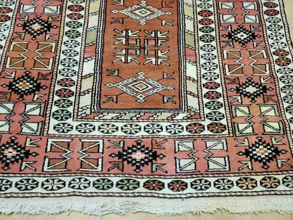 4' X 7' Antique Handmade Turkish Melas Oushak Wool Rug - Nuvé