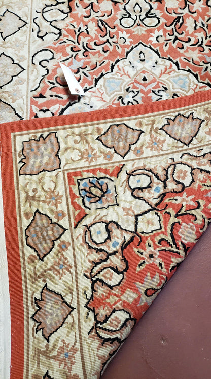 3x5 Red Chinese Plush Rug, Hand Knotted Soft Wool Carpet, Medallion Rug, Fine Vintage Rug, 120 Line, Small Area Rug