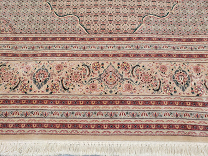 Stunning Oversized Sino Persian Oriental Rug 12x15, Hand Knotted Wool & Silk Palace Sized Carpet, Mahi Pattern, Very Fine, Peach Beige, Wow - Nuvé
