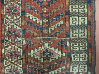 Antique Turkoman Ensi Wool Rug 4x5 - Nuvé