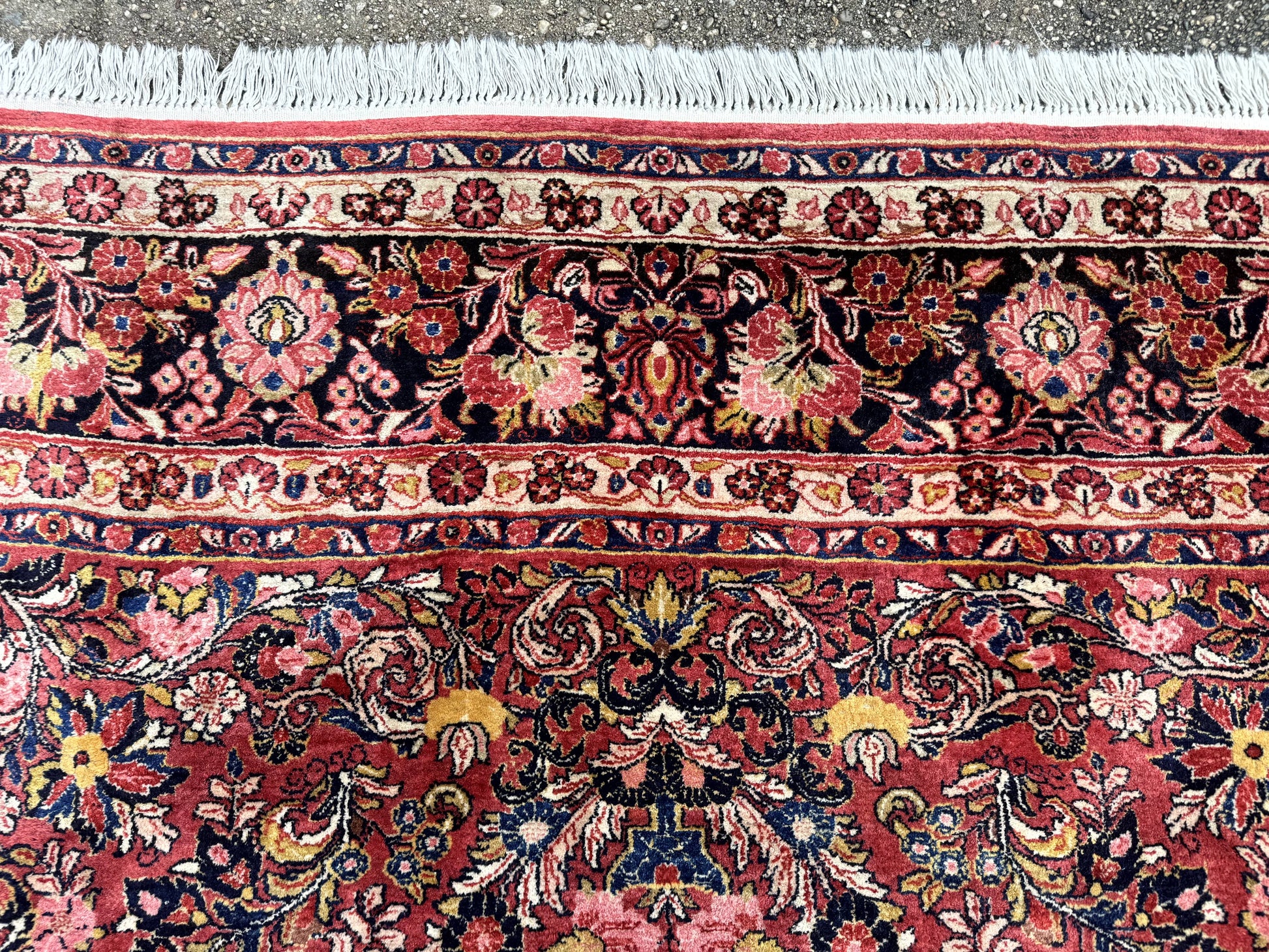 Large Antique Persian Sarouk Rug 11x18, Red, Floral Allover, Palace Size Wool Handmade Carpet - Nuvé