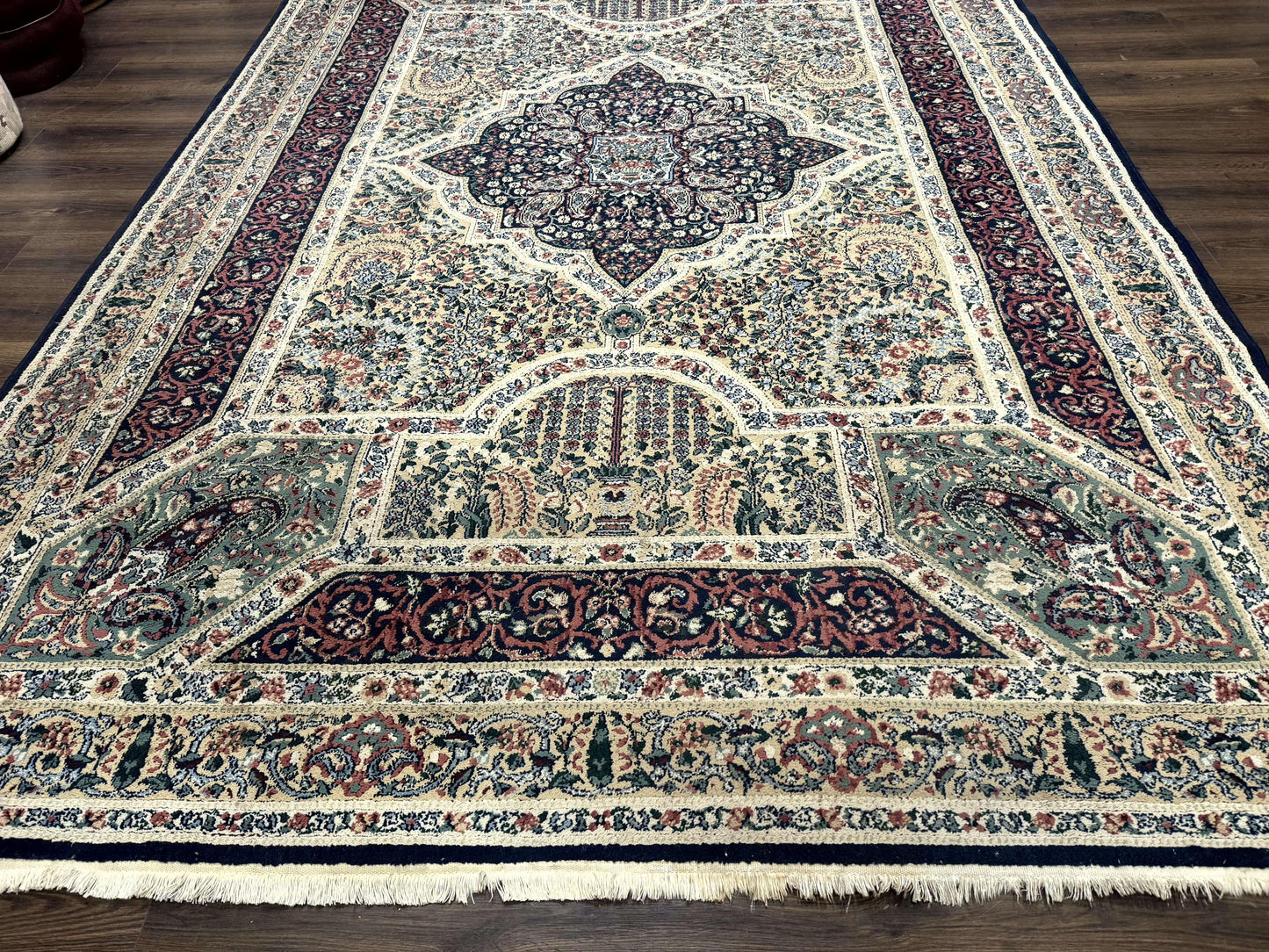 Persian Rug 8x11, Belgium Power Loomed Rug, Kirman Lavar Floral Design, Vintage Rug - Nuvé