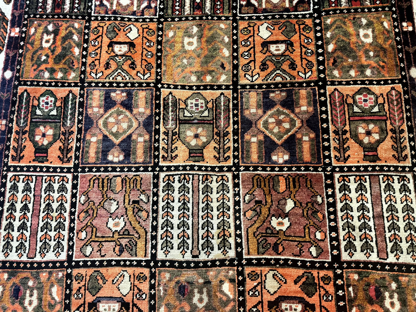 Persian Bakhtiari Tribal Rug 7x10, Panel Design, Semi Antique - Nuvé