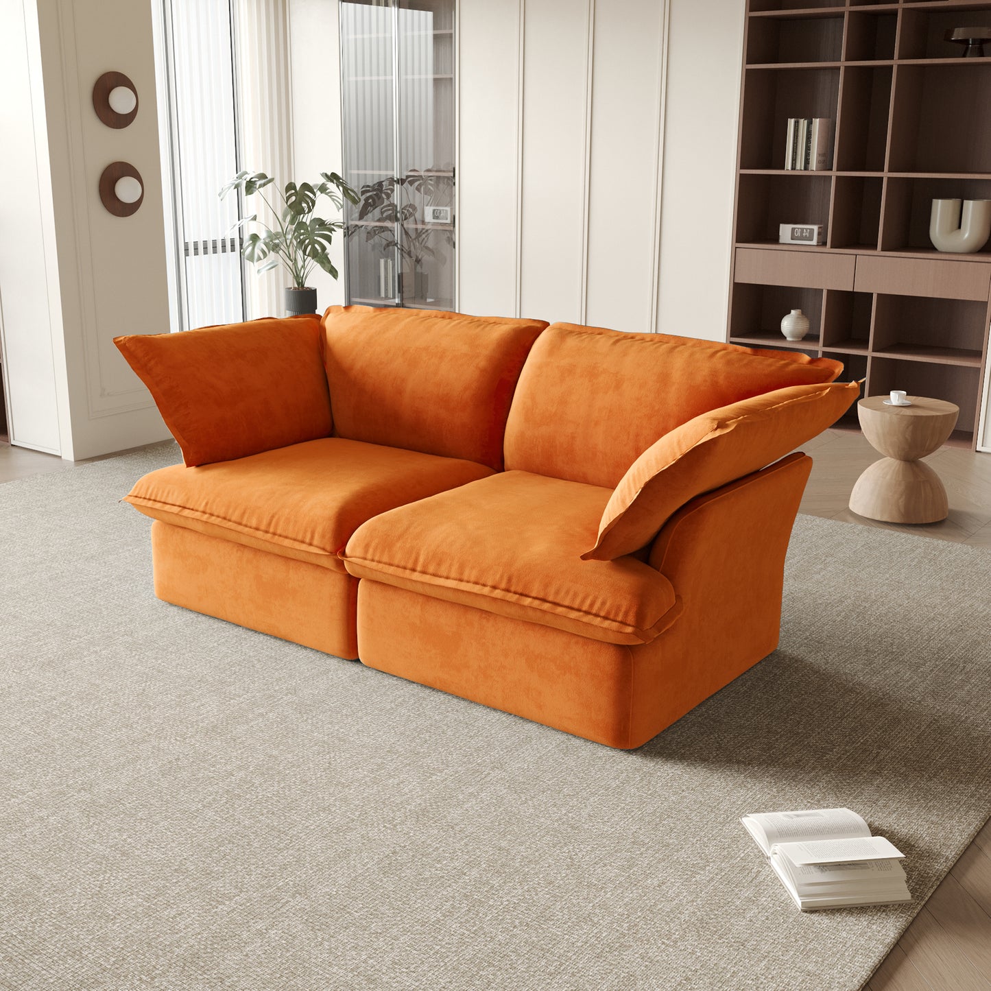 Sabi Modular Boucle Cloud Sofa - Orange - 2-Seater Sofa - Nuvé