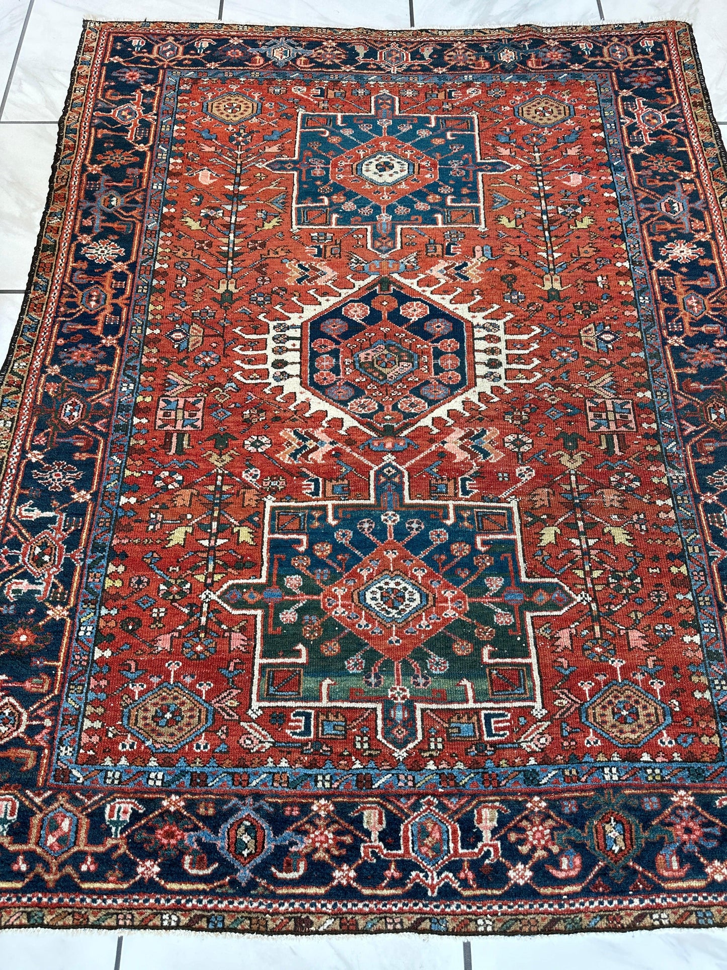 KARAJA Persian Antique Heriz Rug  4'9" x 6' - Nuvé