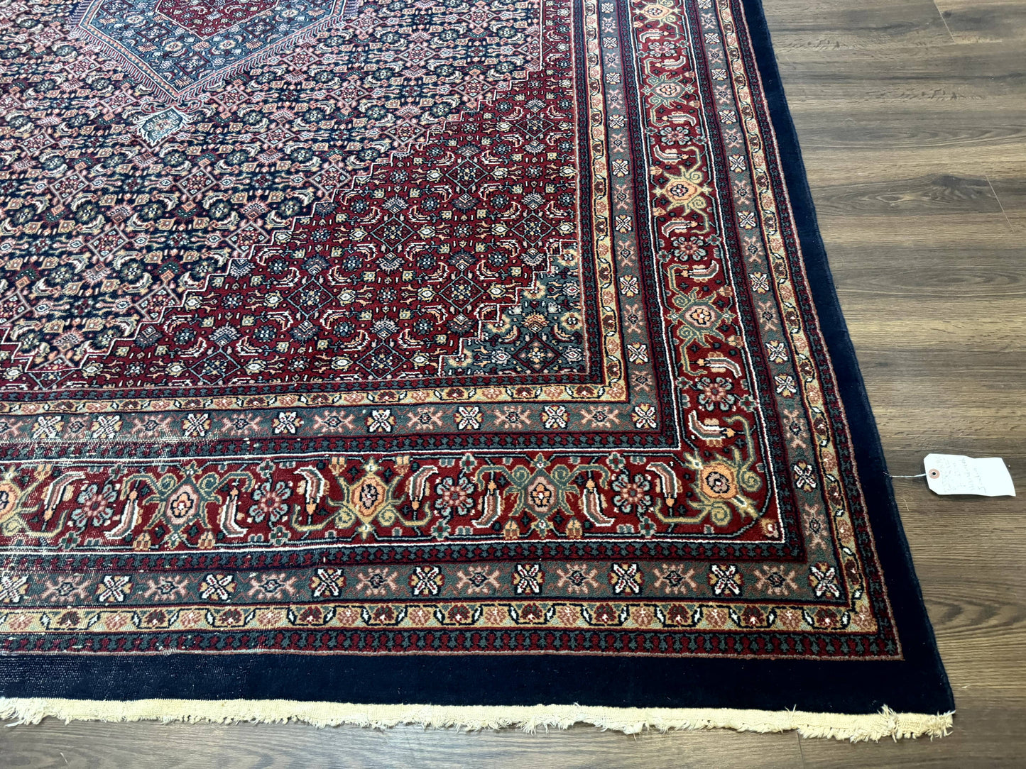 Indo Persian Bidjar Rug 9x12 Wool Handmade Carpet Dark Blue - Nuvé