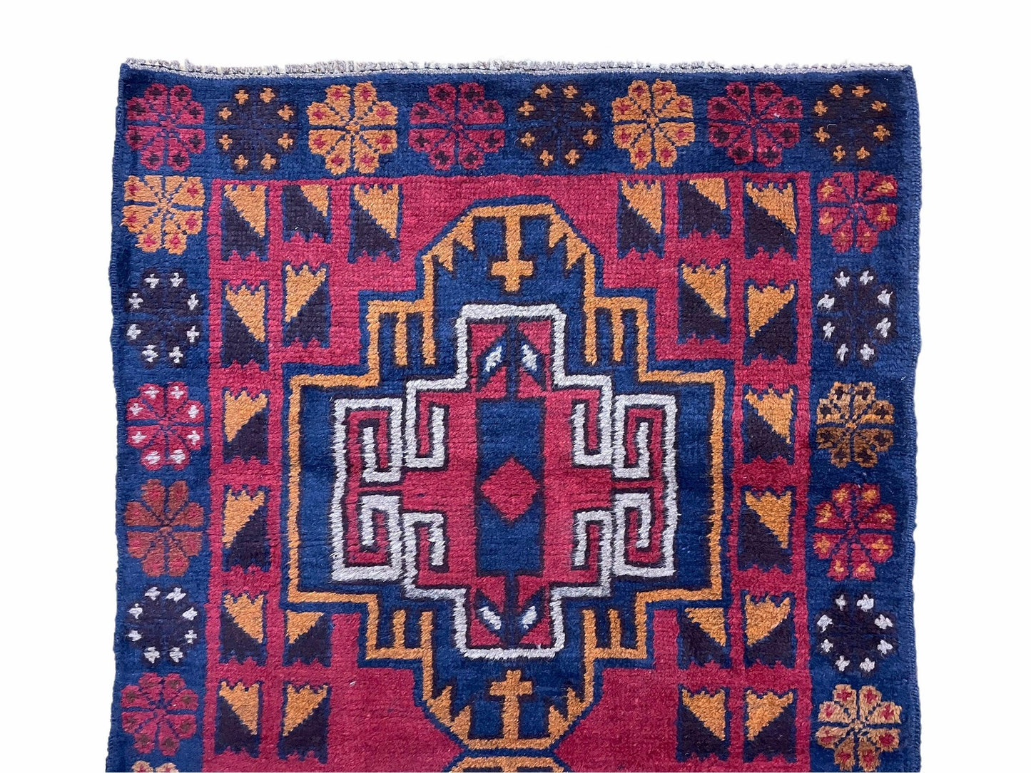 3 X 4.3 Vintage Handmade Tribal Wool Rug Balouch Rug Afghan Rug Red Blue Nice - Nuvé