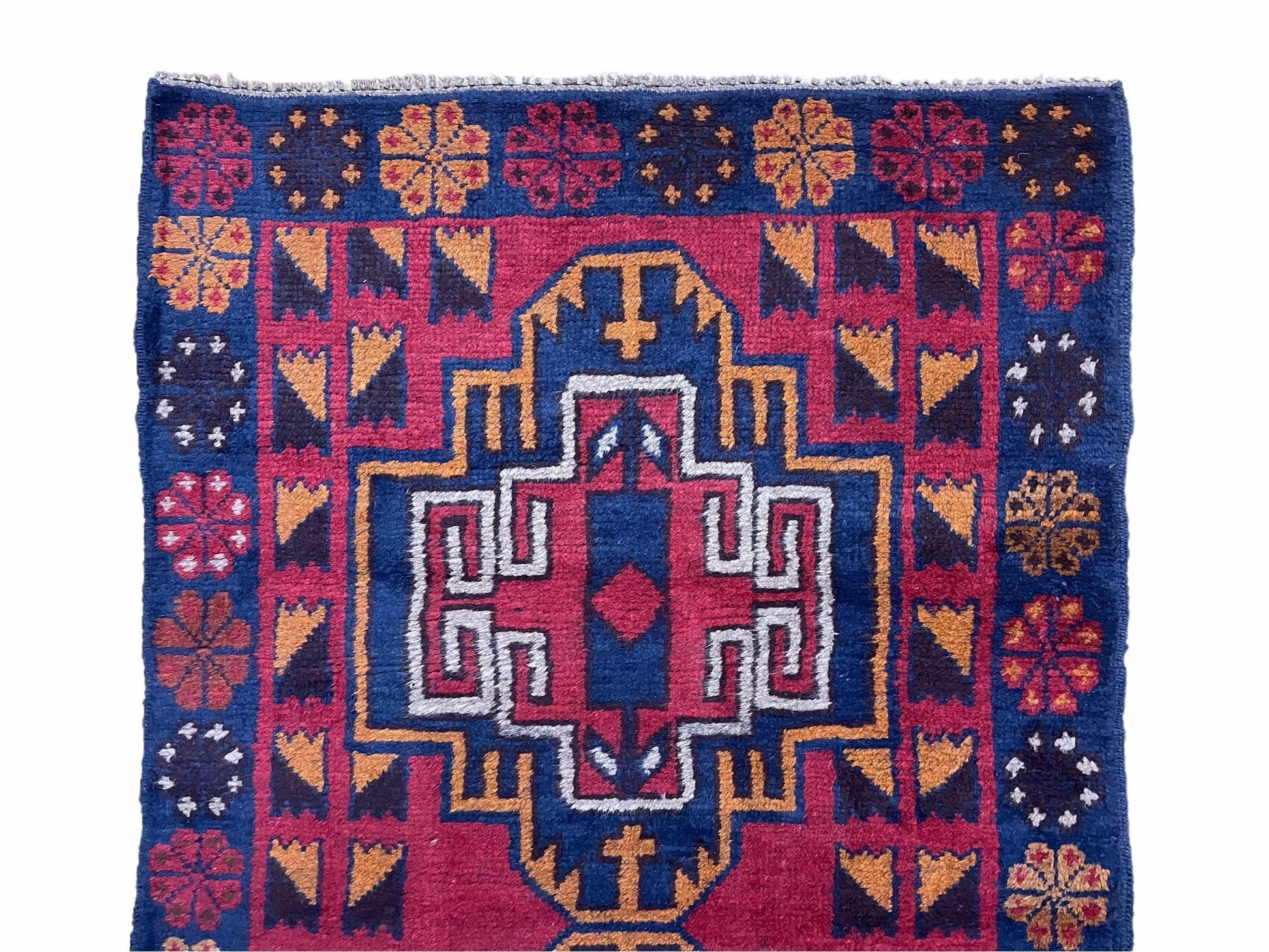 3 X 4.3 Vintage Handmade Tribal Wool Rug Balouch Rug Afghan Rug Red Blue Nice - Nuvé