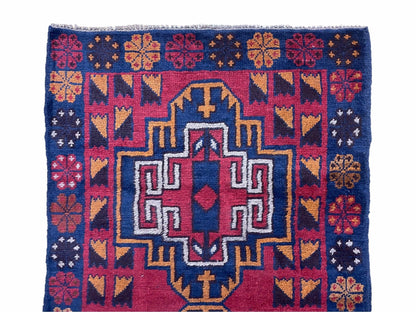 3 X 4.3 Vintage Handmade Tribal Wool Rug Balouch Rug Afghan Rug Red Blue Nice
