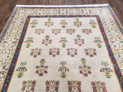 Tufenkian Rug 5.9 x 8.6, Tibetan Nepalese Rug, Hand Knotted, Soft Shiny Wool, Repeated Motifs, Contemporary Modern, Area Rug 6x9, Vintage - Nuvé