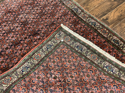 Antique Persian Bijar Rug 5x7, Allover Pattern, Hand Knotted Vintage Wool Tribal Oriental Carpet, Bidjar Rug, Red and Cream 5 x 7 ft, Handmade Rug - Nuvé