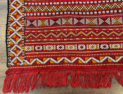 Moroccan Kilim Rug 4x8, Flatweave, Bohemian, Red Ivory Orange - Nuvé