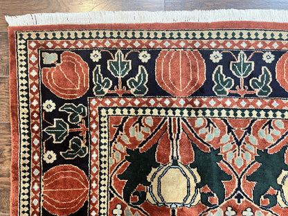 Indo Persian Bidjar Rug 8x10, Red and Black, Handmade Vintage Wool Carpet - Nuvé