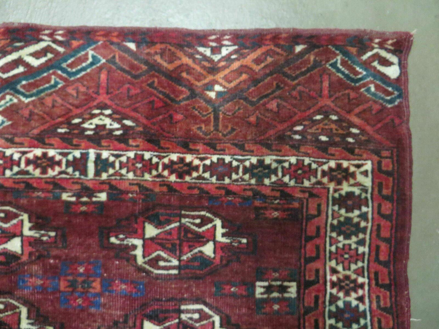 2.5' X 4' Antique Handmade Bokhara Turkoman Yamud Wool Rug Kilim Backing NICE - Nuvé