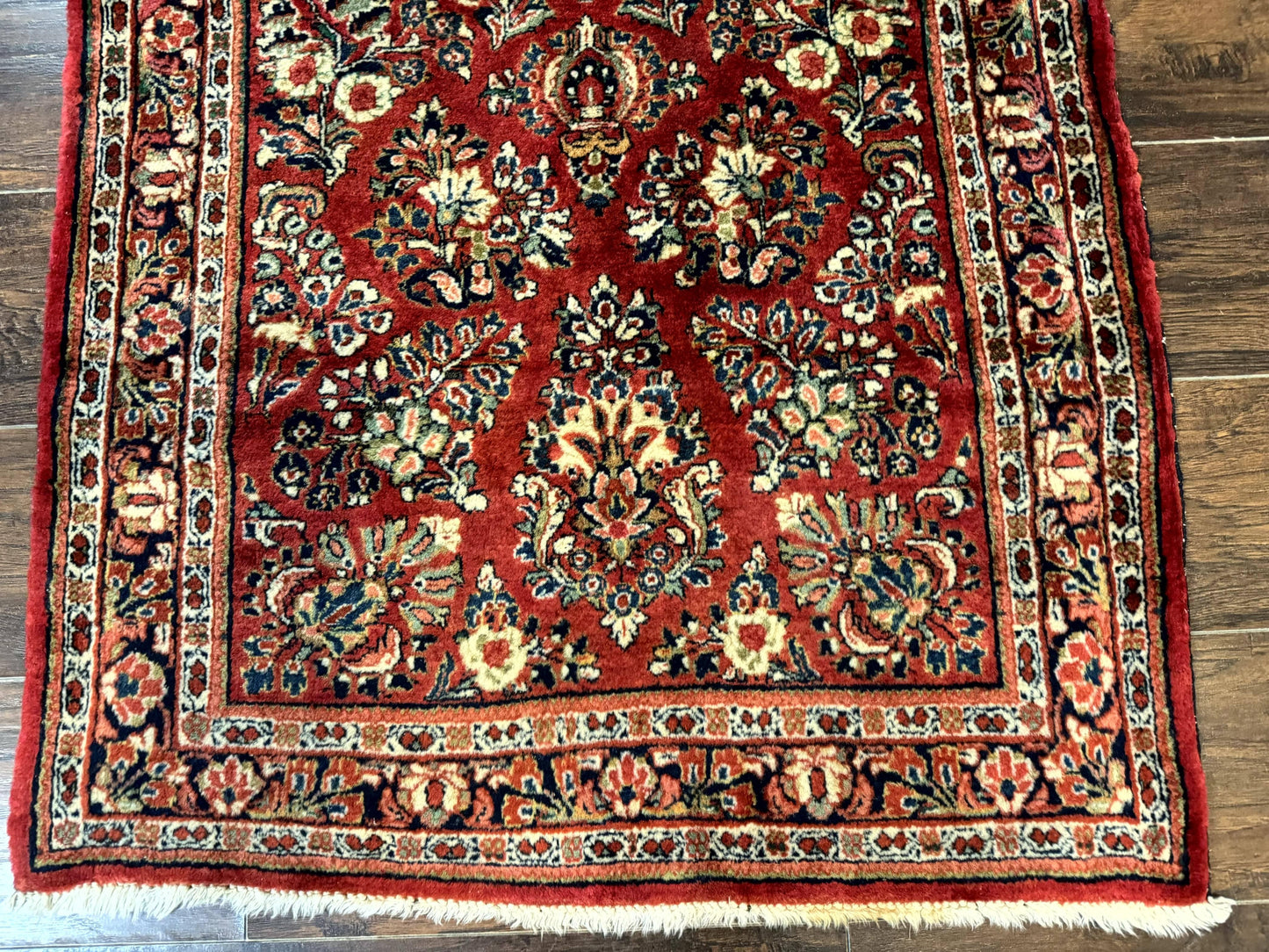 Red Persian Sarouk Rug 3 x 5.8, Antique Wool Carpet, 210 KPSI - Nuvé