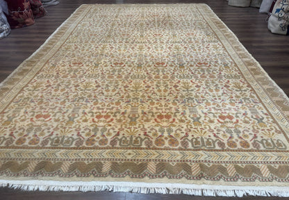 Large Spanish Portuguese Rug 9x15, Beige, Vintage, Allover Pattern, Wool - Nuvé