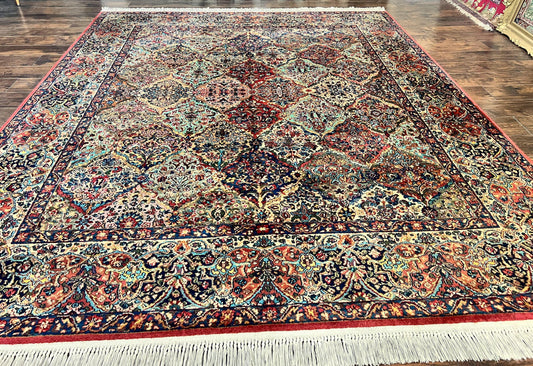 Karastan Multicolor Panel Kirman Rug #717, Wool Karastan Rug 8.8 x 10.6, Vintage Multipanel Kirman, Original Karastan Collection 700 Series - Nuvé