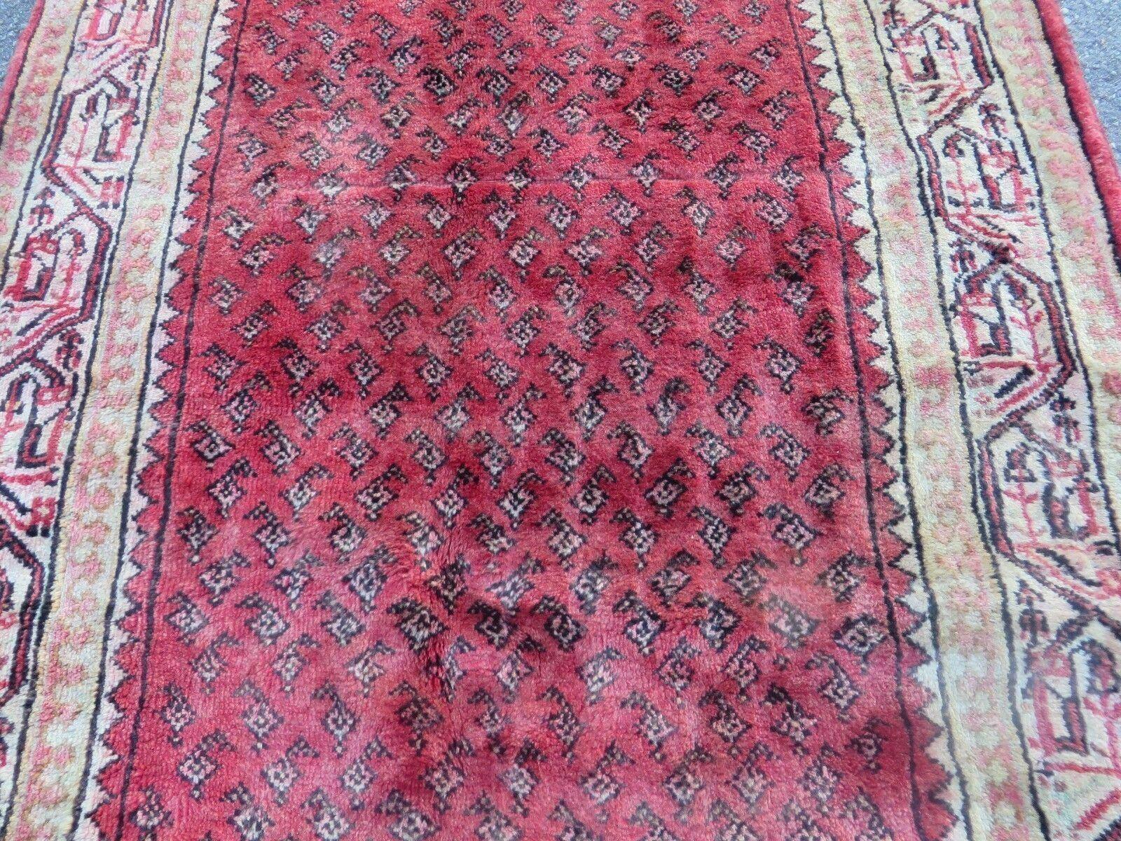 3'7"X 10' Antique Handmade India Oriental Paisley Wool Runner Rug Vegy # 31 - Nuvé