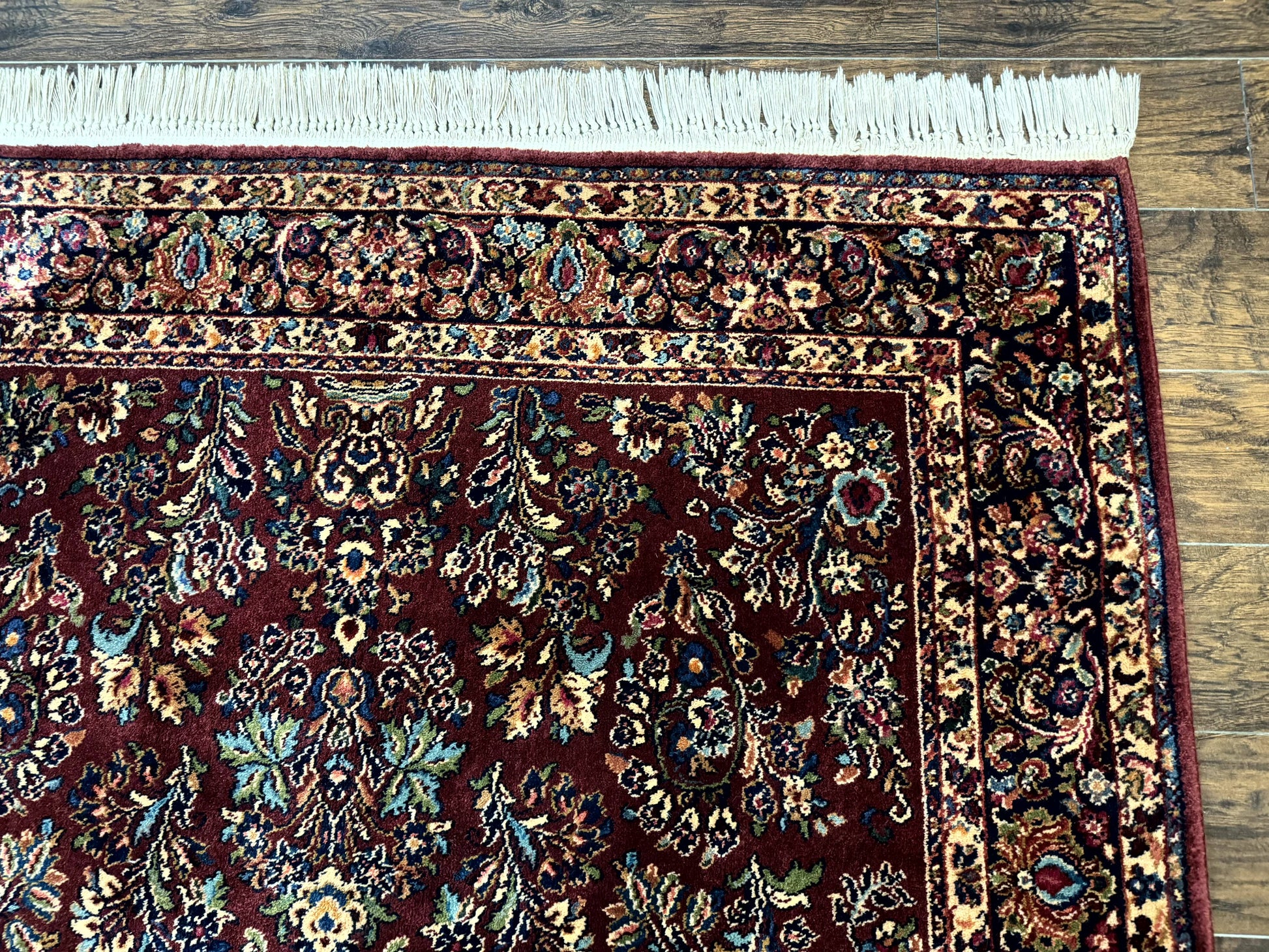 5.9 x 9 Karastan Rug Red Sarouk Rug #785, 100% Wile Pile Carpet, Original 700 Series, Vintage - Nuvé